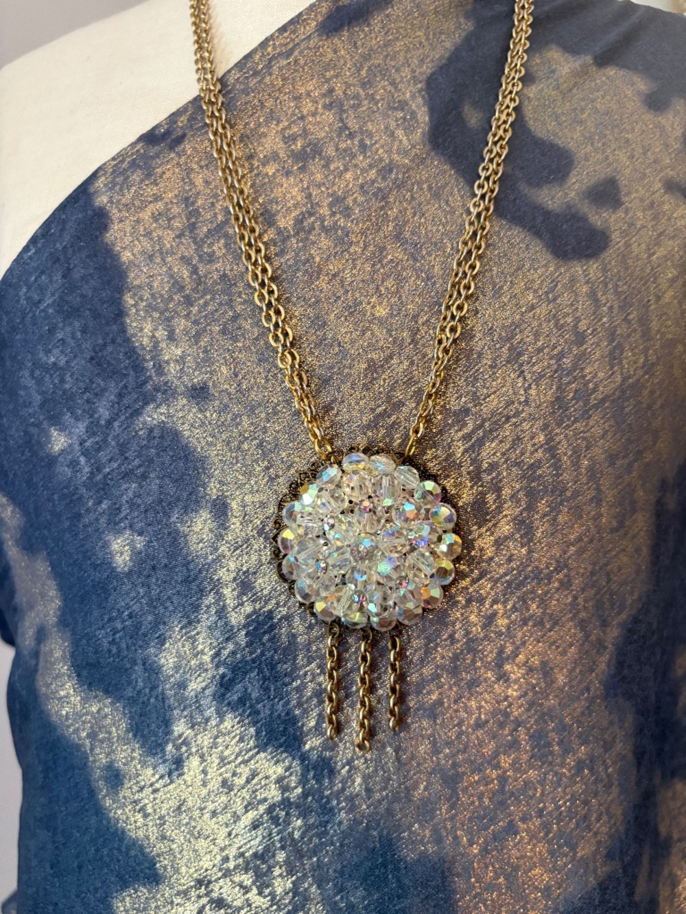 Vintage repurposed gold tone one of a kind necklace